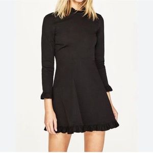 Never worn Zara premium denim collection size small, black ruffled mini dress